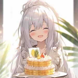 Preview wallpaper girl, smile, cake, anime