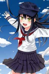 Preview wallpaper girl, smile, cap, sailor suit, anime
