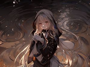 Preview wallpaper girl, smile, cape, water, anime