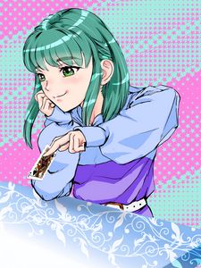 Preview wallpaper girl, smile, card, anime, art