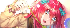 Preview wallpaper girl, smile, cat, pet, anime