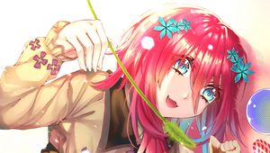 Preview wallpaper girl, smile, cat, pet, anime