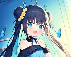 Preview wallpaper girl, smile, choker, dress, anime