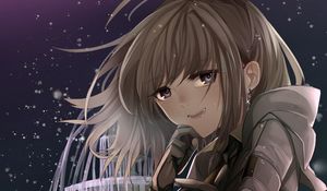 Preview wallpaper girl, smile, cloak, anime