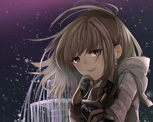 Preview wallpaper girl, smile, cloak, anime