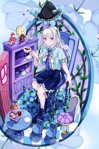 Preview wallpaper girl, smile, coffee, anime