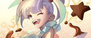 Preview wallpaper girl, smile, cookies, pastries, anime