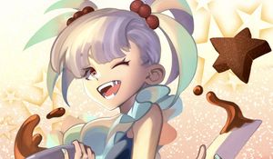 Preview wallpaper girl, smile, cookies, pastries, anime