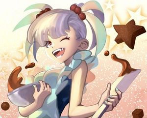 Preview wallpaper girl, smile, cookies, pastries, anime