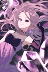 Preview wallpaper girl, smile, crystals, anime, art, purple