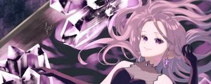 Preview wallpaper girl, smile, crystals, anime, art, purple