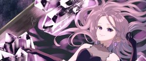 Preview wallpaper girl, smile, crystals, anime, art, purple