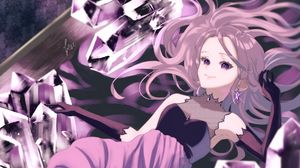 Preview wallpaper girl, smile, crystals, anime, art, purple