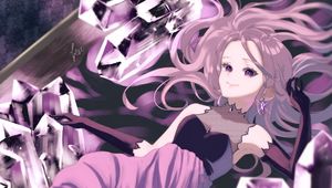 Preview wallpaper girl, smile, crystals, anime, art, purple