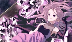 Preview wallpaper girl, smile, crystals, anime, art, purple