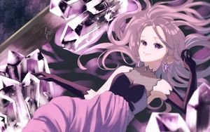 Preview wallpaper girl, smile, crystals, anime, art, purple