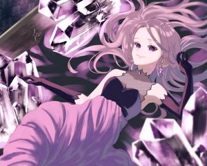 Preview wallpaper girl, smile, crystals, anime, art, purple