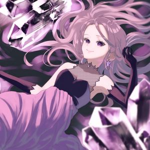 Preview wallpaper girl, smile, crystals, anime, art, purple