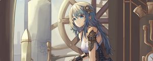 Preview wallpaper girl, smile, cyborg, steampunk, anime, art