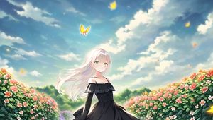Preview wallpaper girl, smile, dance, butterflies, anime