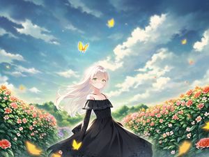 Preview wallpaper girl, smile, dance, butterflies, anime