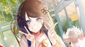 Preview wallpaper girl, smile, dessert, anime, art