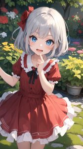 Preview wallpaper girl, smile, dress, gesture, anime