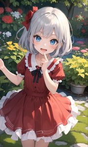 Preview wallpaper girl, smile, dress, gesture, anime