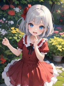 Preview wallpaper girl, smile, dress, gesture, anime