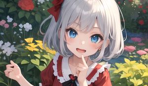 Preview wallpaper girl, smile, dress, gesture, anime