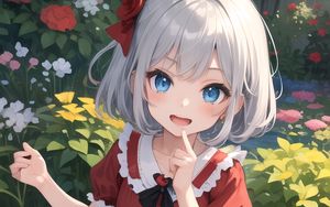 Preview wallpaper girl, smile, dress, gesture, anime