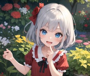 Preview wallpaper girl, smile, dress, gesture, anime