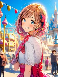 Preview wallpaper girl, smile, dress, bow, anime, art