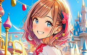 Preview wallpaper girl, smile, dress, bow, anime, art