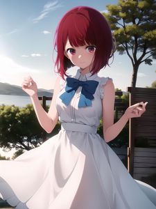 Preview wallpaper girl, smile, dress, tree, summer, anime