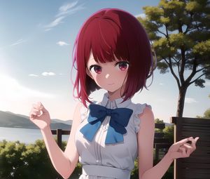 Preview wallpaper girl, smile, dress, tree, summer, anime