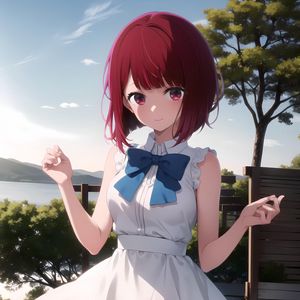 Preview wallpaper girl, smile, dress, tree, summer, anime