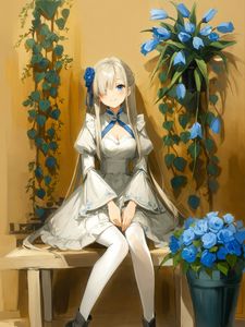 Preview wallpaper girl, smile, dress, flowers, anime, art, pose