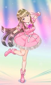 Preview wallpaper girl, smile, dress, anime, art, pink