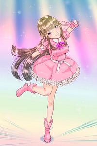 Preview wallpaper girl, smile, dress, anime, art, pink
