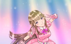 Preview wallpaper girl, smile, dress, anime, art, pink