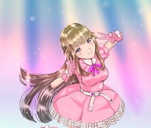 Preview wallpaper girl, smile, dress, anime, art, pink