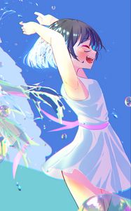 Preview wallpaper girl, smile, dress, gesture, freedom, free, anime