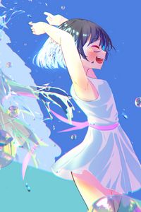 Preview wallpaper girl, smile, dress, gesture, freedom, free, anime