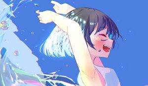 Preview wallpaper girl, smile, dress, gesture, freedom, free, anime