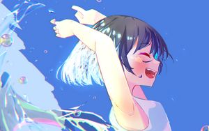 Preview wallpaper girl, smile, dress, gesture, freedom, free, anime