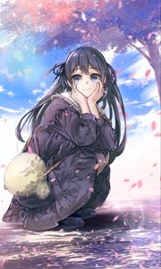 Preview wallpaper girl, smile, dress, pose, anime, art
