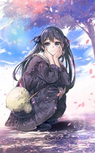 Preview wallpaper girl, smile, dress, pose, anime, art