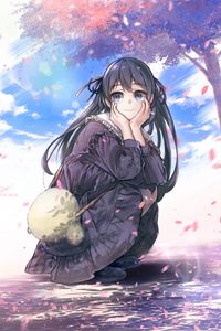Preview wallpaper girl, smile, dress, pose, anime, art