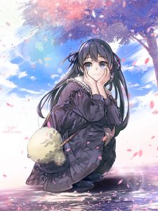 Preview wallpaper girl, smile, dress, pose, anime, art